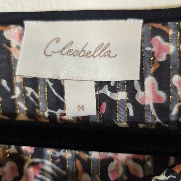 Cleobella Brynlee Blouse Women's M Black Pink Organic Cotton Cottagecore Boho - Picture 6 of 9